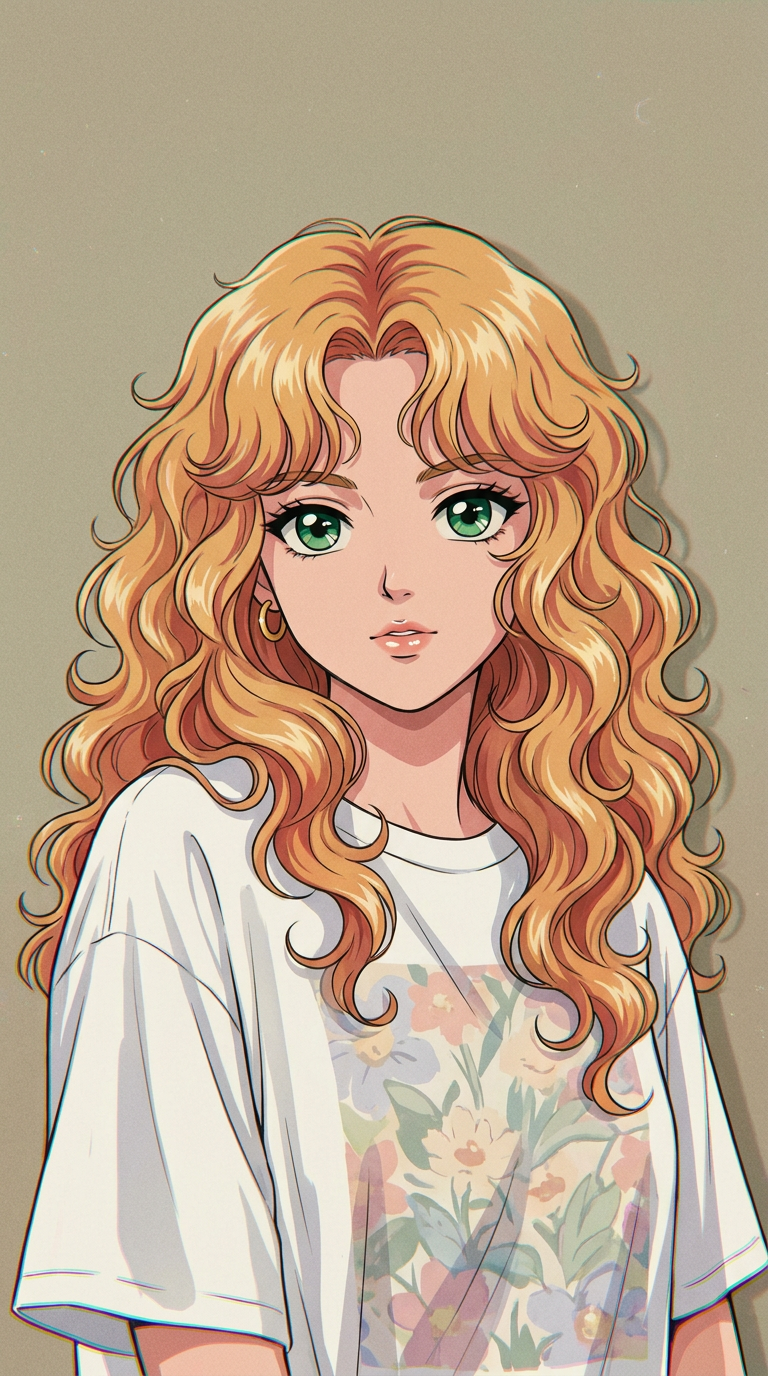 80s Blonde Anime Illustration