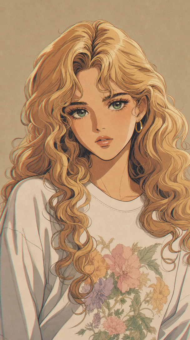 Retro Blonde Anime Portrait