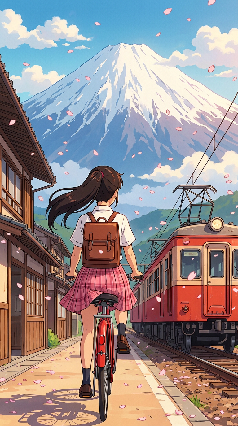 Ghibli Bicycle Train Scene