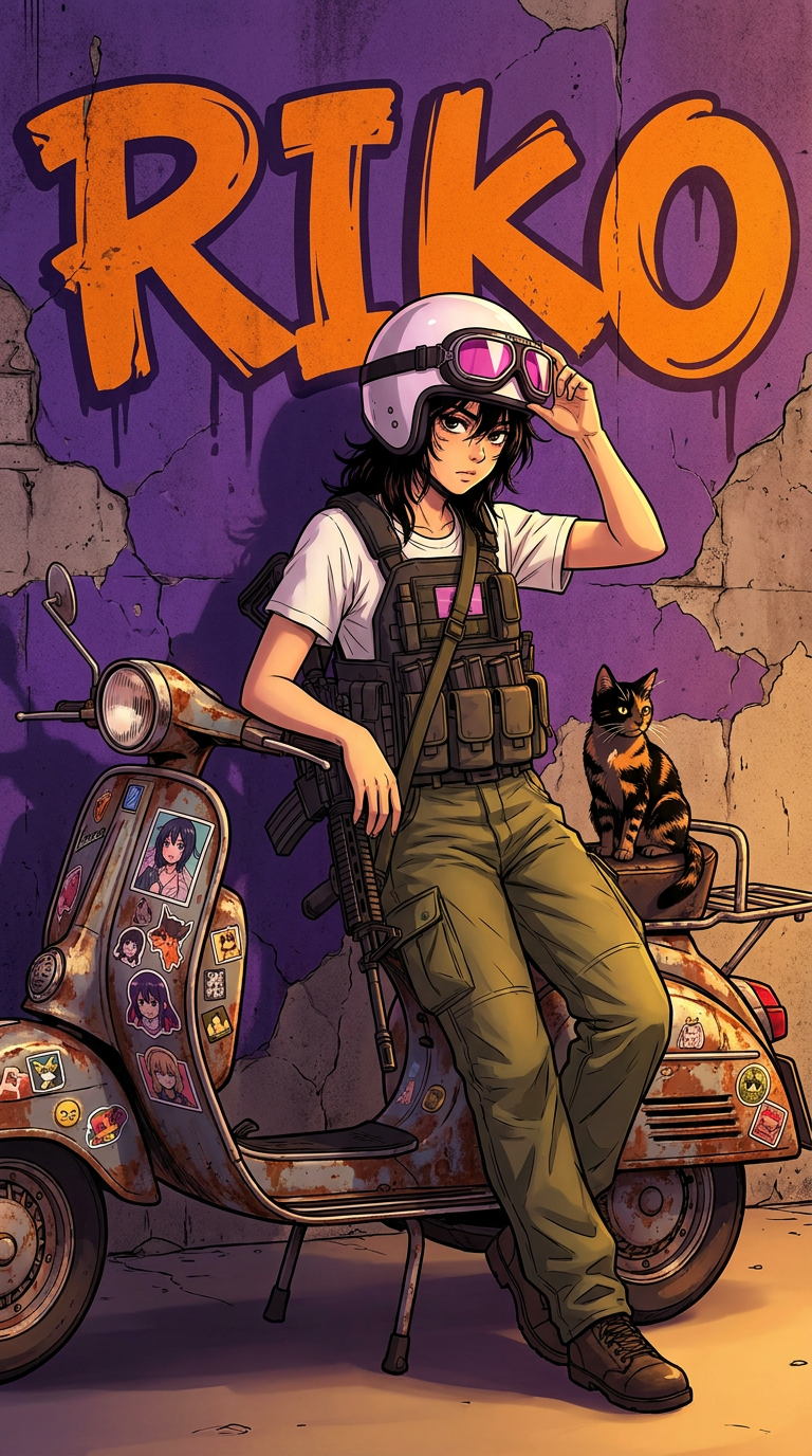Sticker Scooter Anime Girl