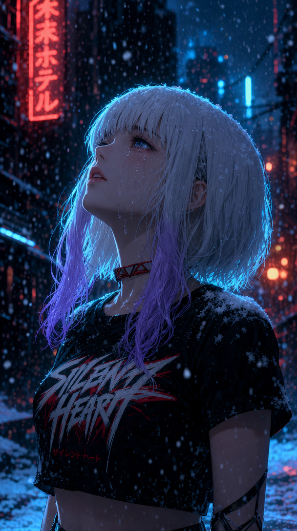 Cyberpunk Snow Alley Portrait