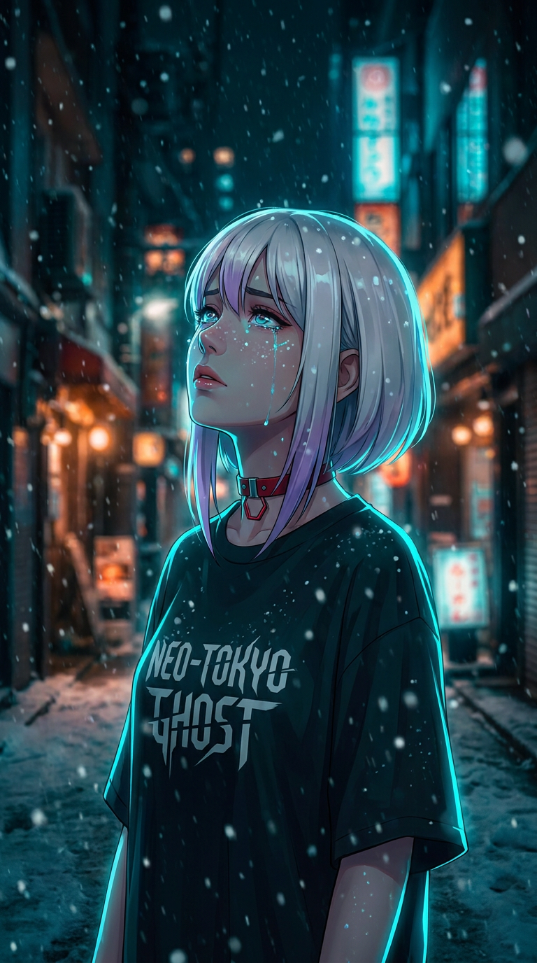 Neon Snow Alley Girl
