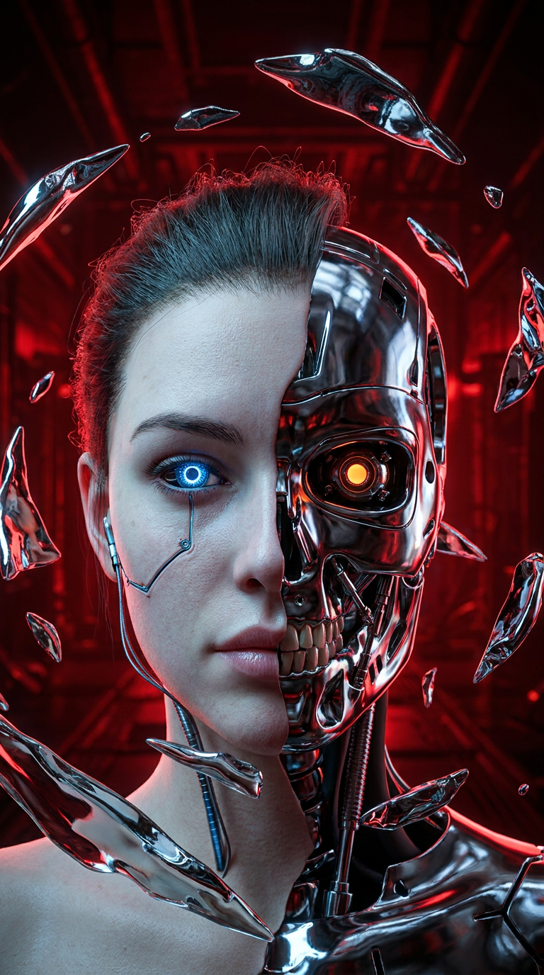 Chrome Skull Cyberpunk Portrait