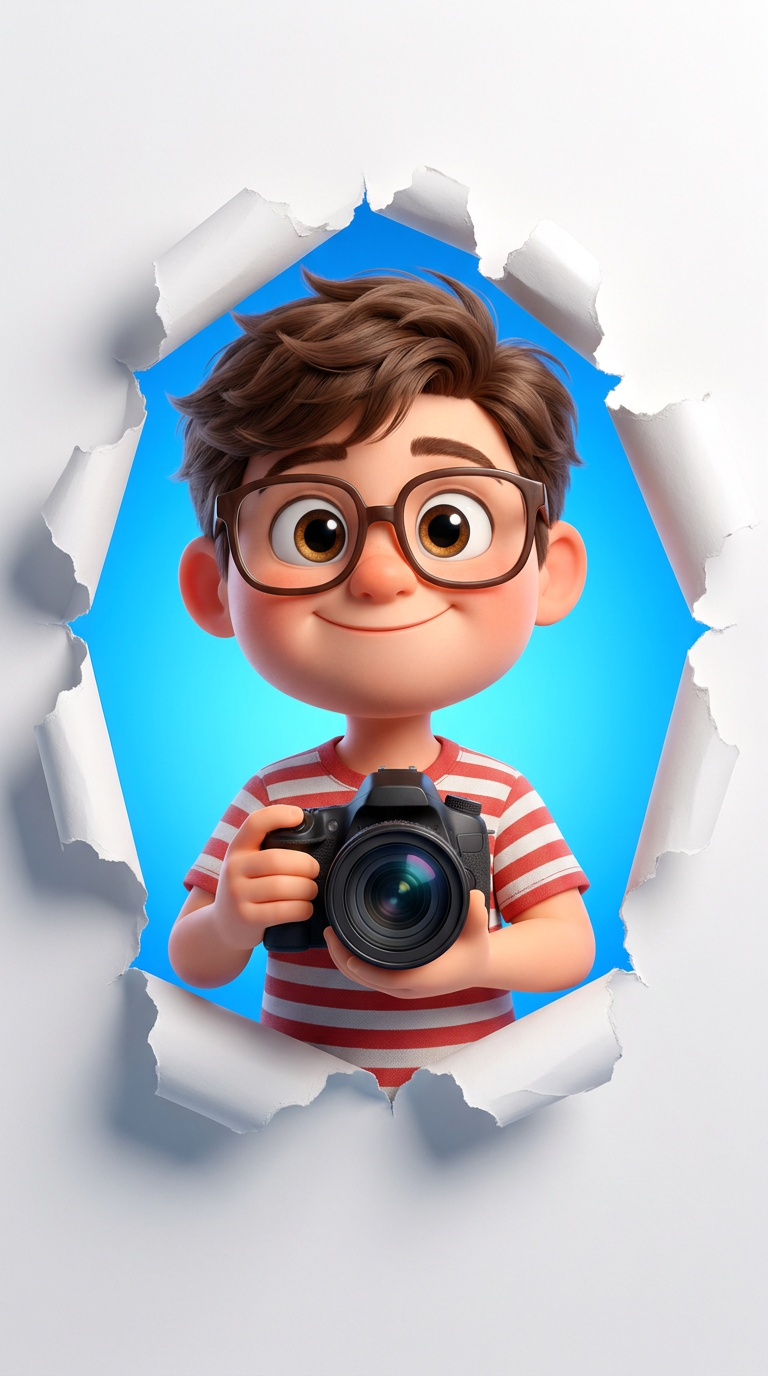 3D Camera Girl Paper Burst