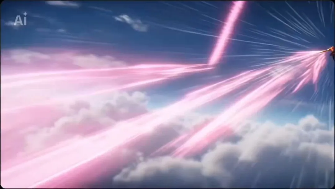 High-quality Japanese ultra-high-speed battle anime. Match the art style of the 